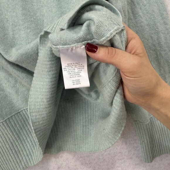Bianco & Blu Sweater Womens Large Mint Green Cashmere Silk Wool Blend Made Italy - Picture 6 of 9